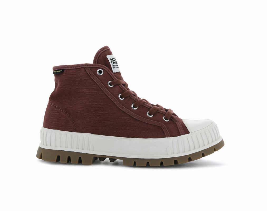 Palladium Pallashock Mid Og Men's High Top Sneakers Dark Red (UYCE27649)